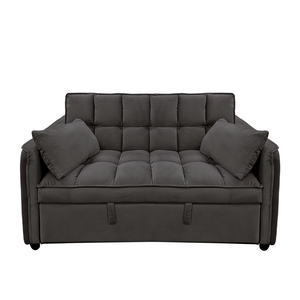 Sarantino Quincy 2-Seater Velvet Sofa Bed | Dark Grey | Wooden Frame & Tufted Design