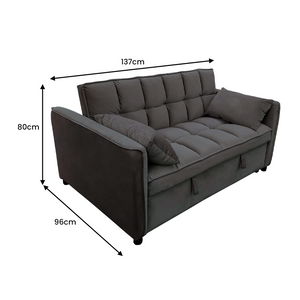 Sarantino Quincy 2-Seater Velvet Sofa Bed | Dark Grey | Wooden Frame & Tufted Design