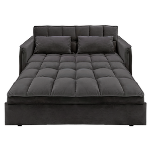 Sarantino Quincy 2-Seater Velvet Sofa Bed | Dark Grey | Wooden Frame & Tufted Design