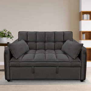 Sarantino Quincy 2-Seater Velvet Sofa Bed | Dark Grey | Wooden Frame & Tufted Design