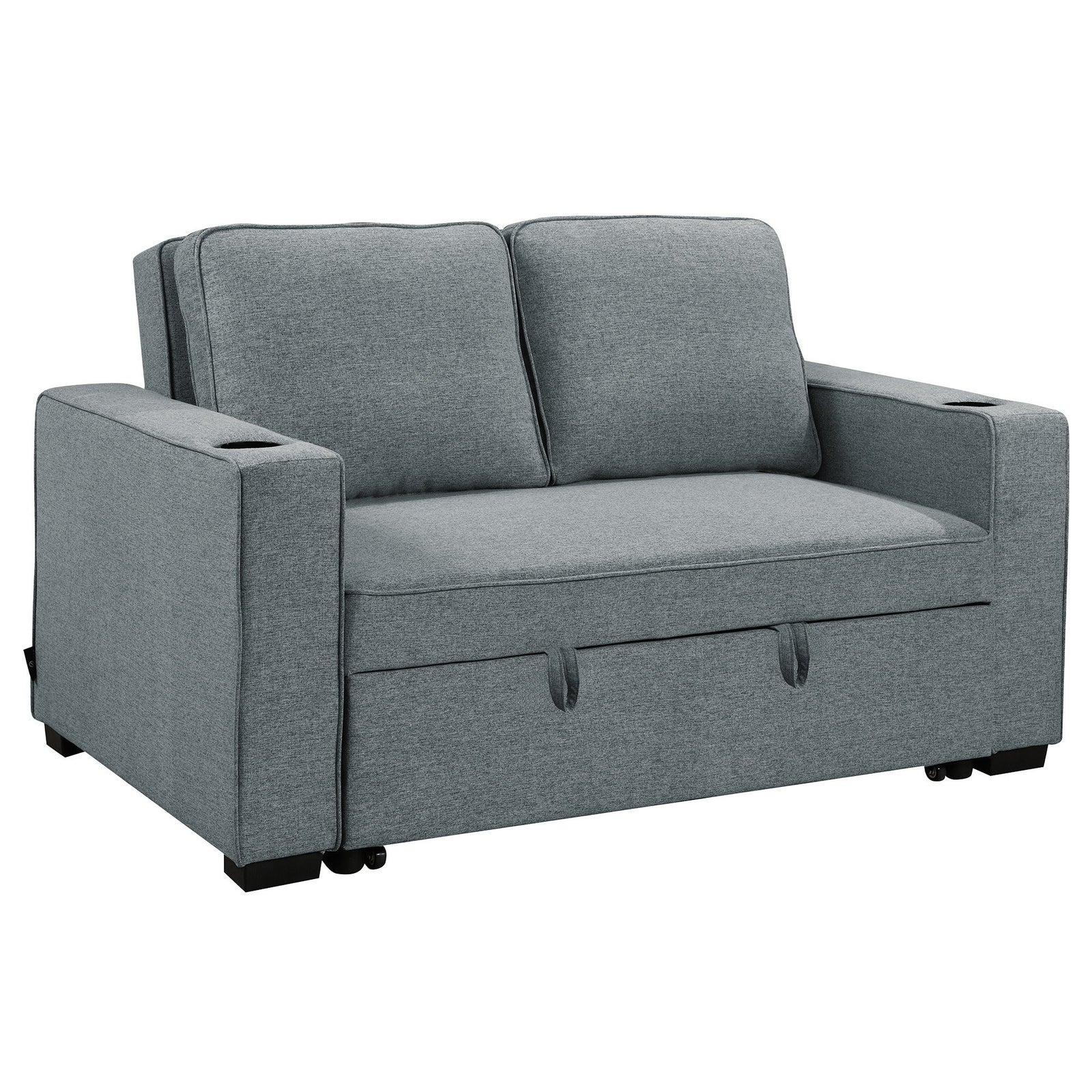 Sarantino Hoffman Linen Sofa Bed | With Cushions & Cup Holders | Dark Grey