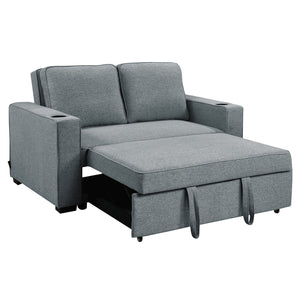 Sarantino Hoffman Linen Sofa Bed | With Cushions & Cup Holders | Dark Grey