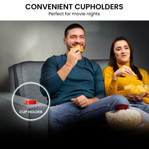 Sarantino Hoffman Linen Sofa Bed | With Cushions & Cup Holders | Dark Grey