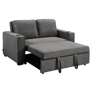 Sarantino Hoffman Convertible Sofa Bed | Dark Grey | Cushions & Cupholders | Scandinavian Wooden Frame & Legs