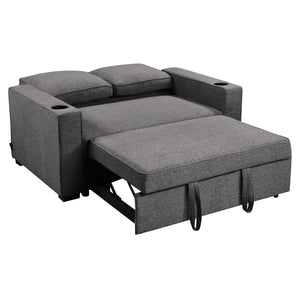 Sarantino Hoffman Convertible Sofa Bed | Dark Grey | Cushions & Cupholders | Scandinavian Wooden Frame & Legs