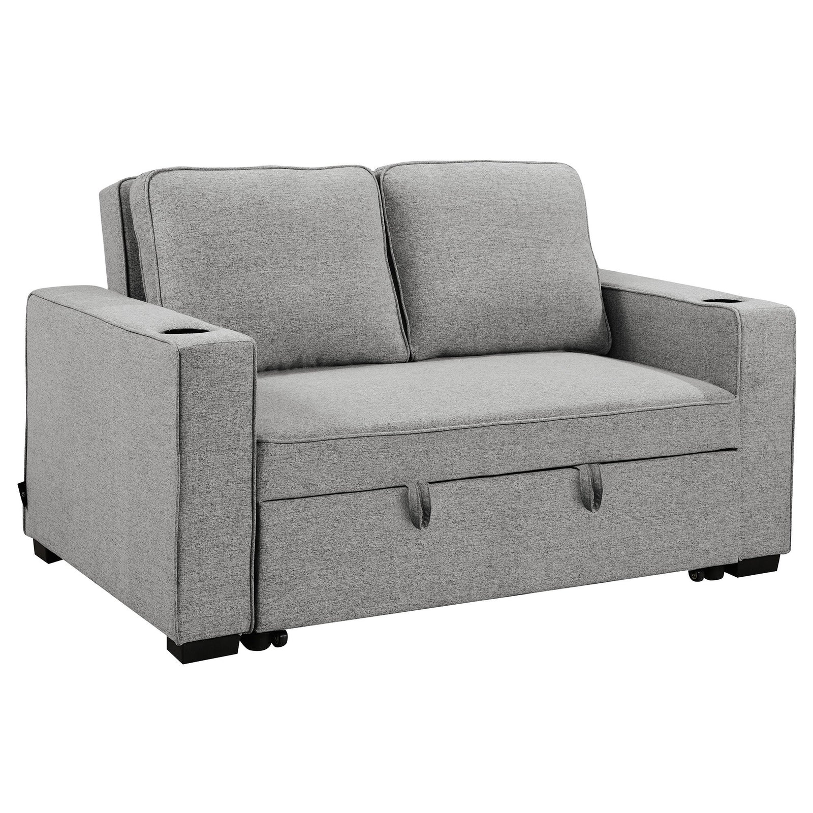 Sarantino Hoffman Linen Sofa Bed Chair | With Cushions & Cup Holders | Light Grey
