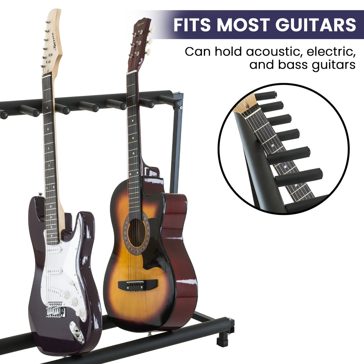 Karrera Steel Multi Guitar Stand | Holds 7 Guitars | Space-Saving Design
