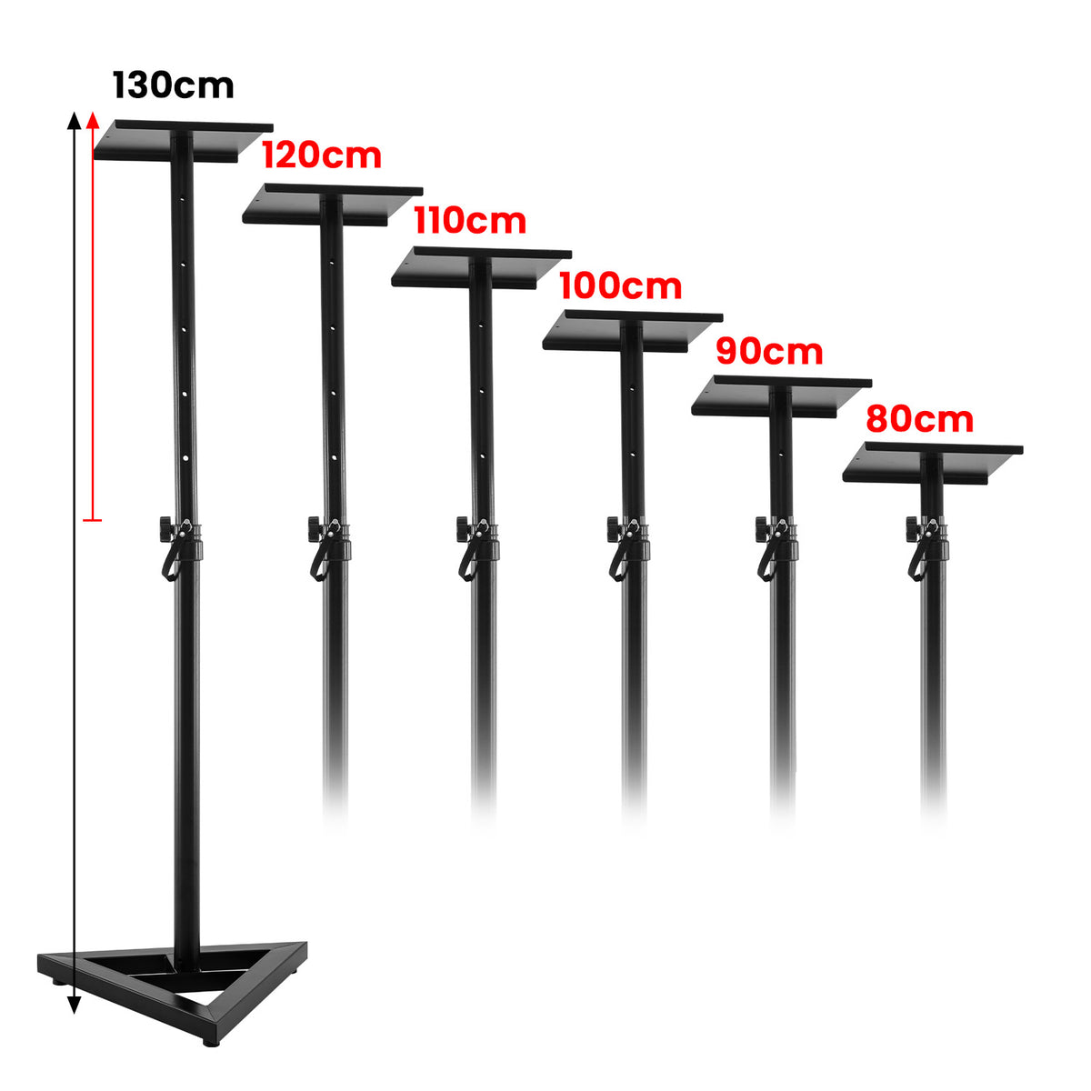 Karrera Adjustable Floor Speaker Stand | Black | Surround Sound System Support