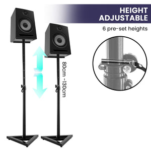 Karrera Adjustable Floor Speaker Stand | Black | Surround Sound System Support
