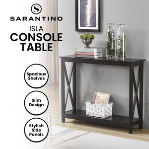 Sarantino Isla Console Table | Black | X-Frame Design | Modern Hallway Furniture