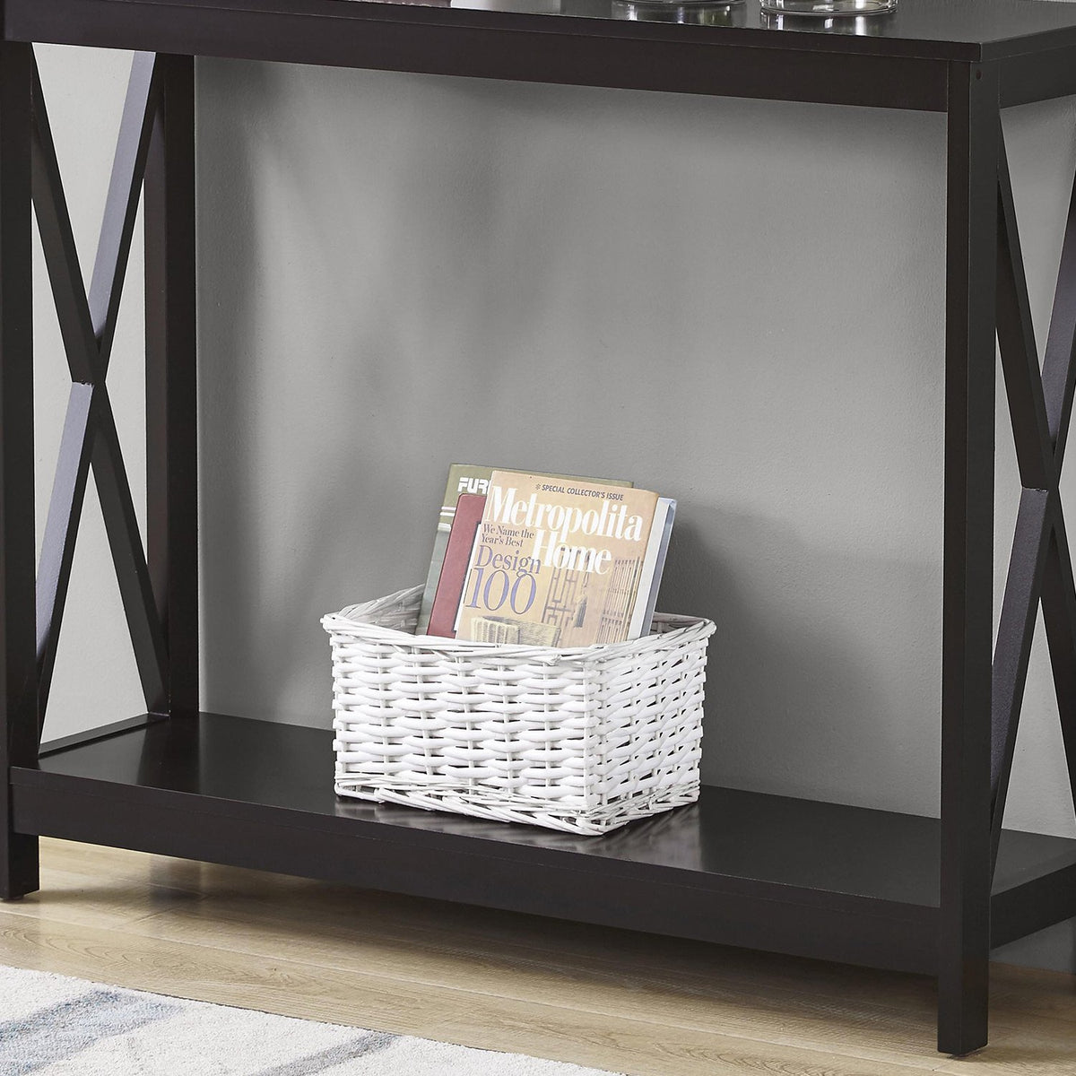 Sarantino Isla Console Table | Black | X-Frame Design | Modern Hallway Furniture