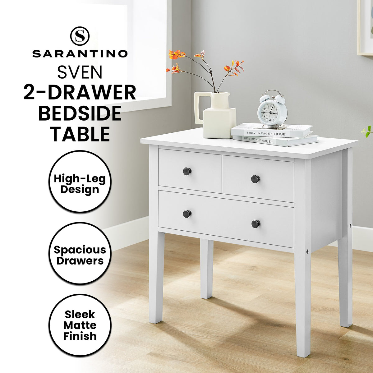 Sven Bedside Table | Night Stand | White