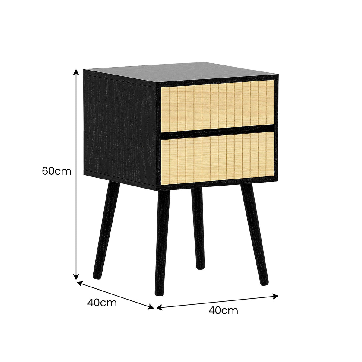 Ivan Bedside Table | Night Stand | Black/Natural