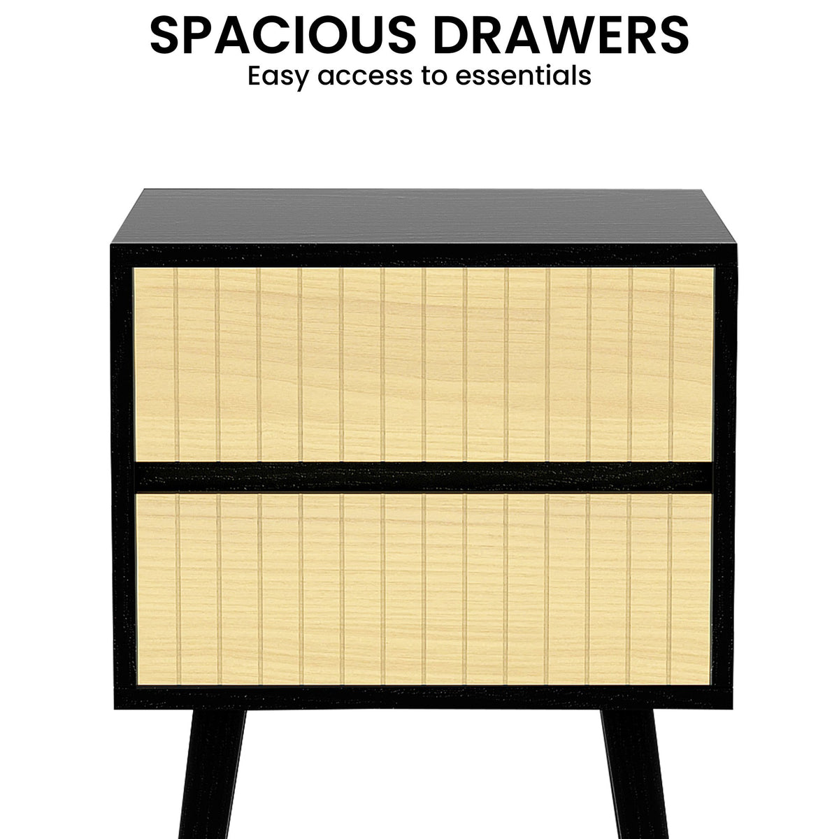 Ivan Bedside Table | Night Stand | Black/Natural