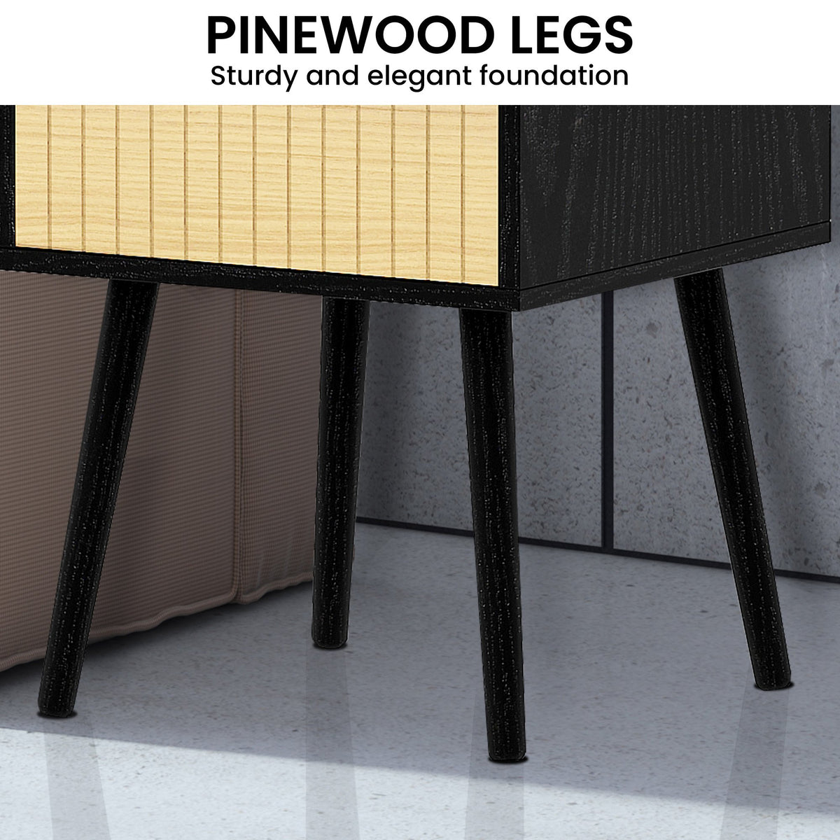 Ivan Bedside Table | Night Stand | Black/Natural