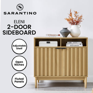 Sarantino Eleni 2-Door Sideboard | Natural Finish | Buffet Hallway Cabinet Storage Console