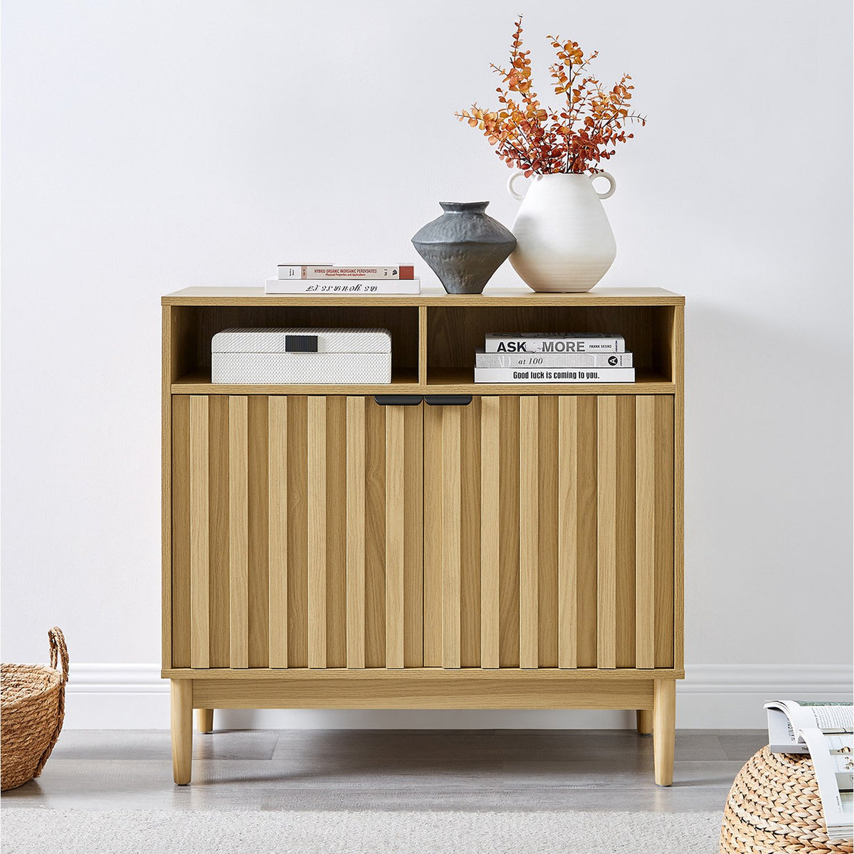 Sarantino Eleni 2-Door Sideboard | Natural Finish | Buffet Hallway Cabinet Storage Console
