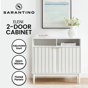 Sarantino Eleni 2-Door Sideboard | White | Buffet Hallway Cabinet Storage Console
