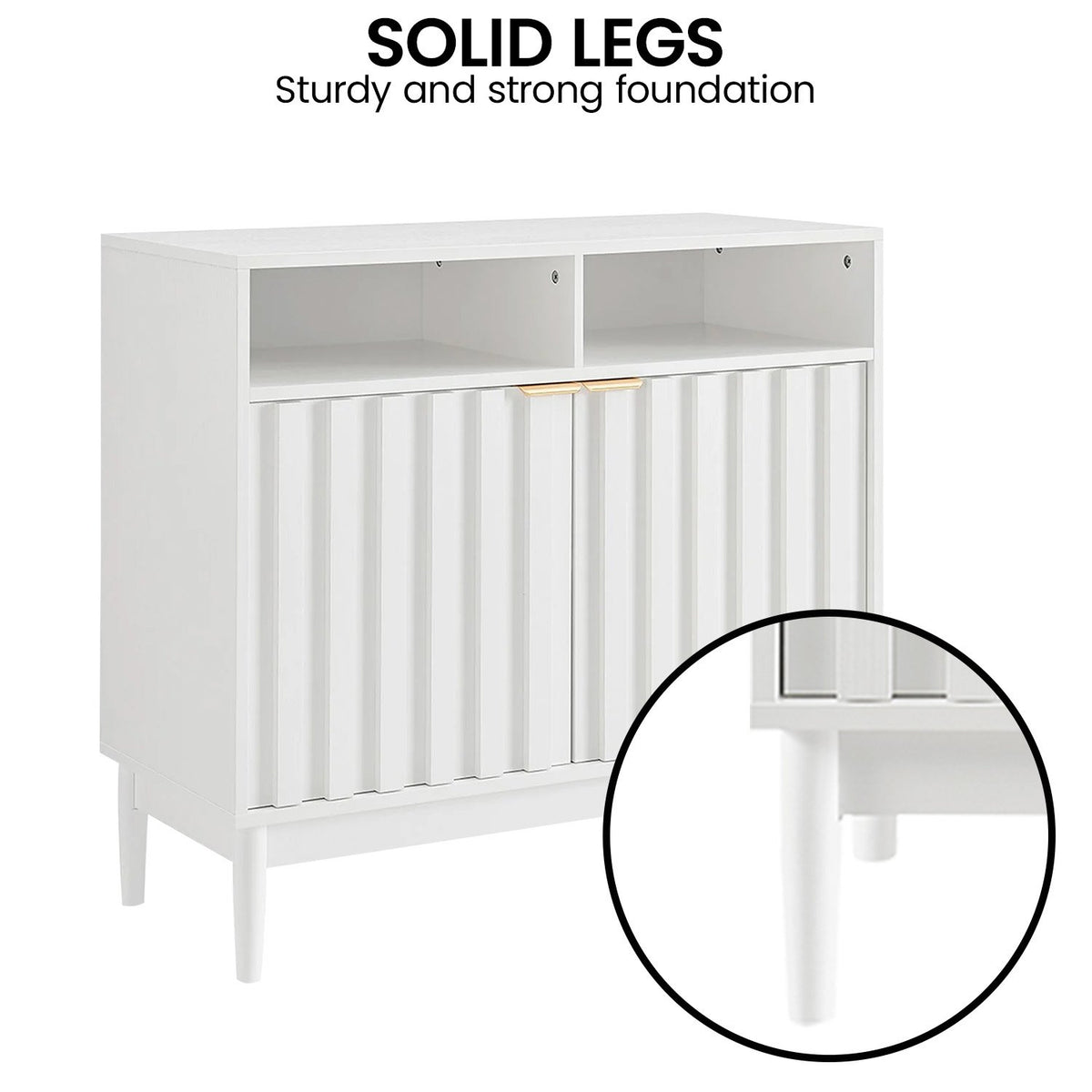 Sarantino Eleni 2-Door Sideboard | White | Buffet Hallway Cabinet Storage Console