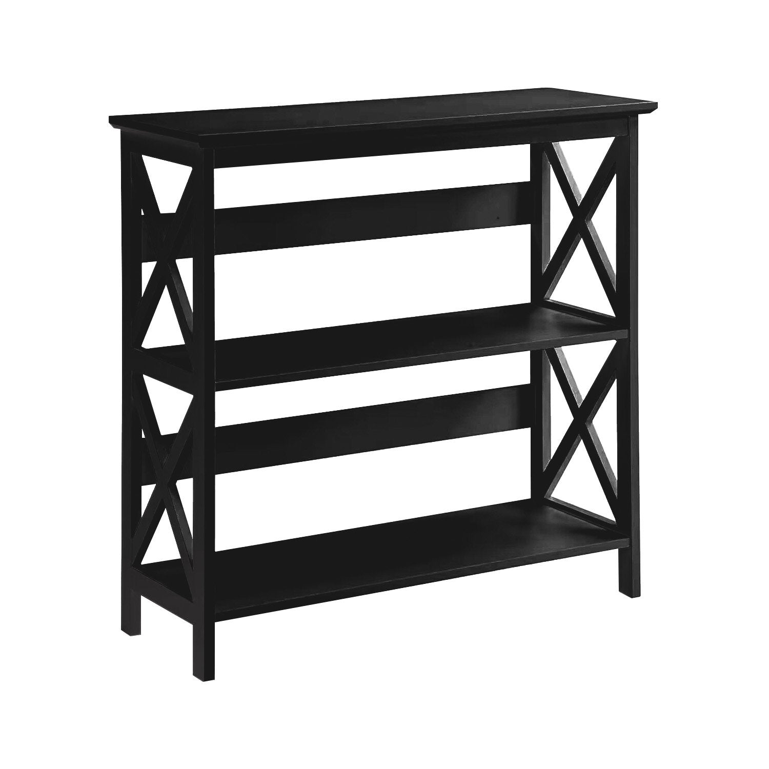 Sarantino Lucas 3-Tier Bookshelf | Black | Display Rack Storage Shelves