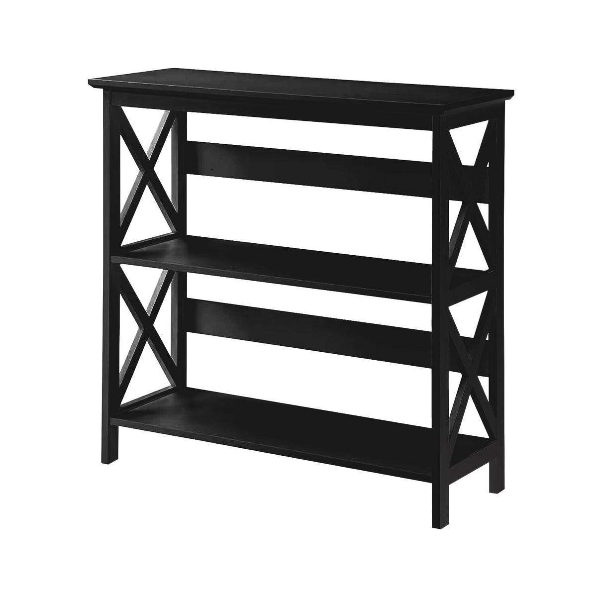 Sarantino Lucas 3-Tier Bookshelf | Black | Display Rack Storage Shelves