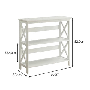 Sarantino Lucas 3-Tier Bookshelf | White | Display Rack Storage Shelves