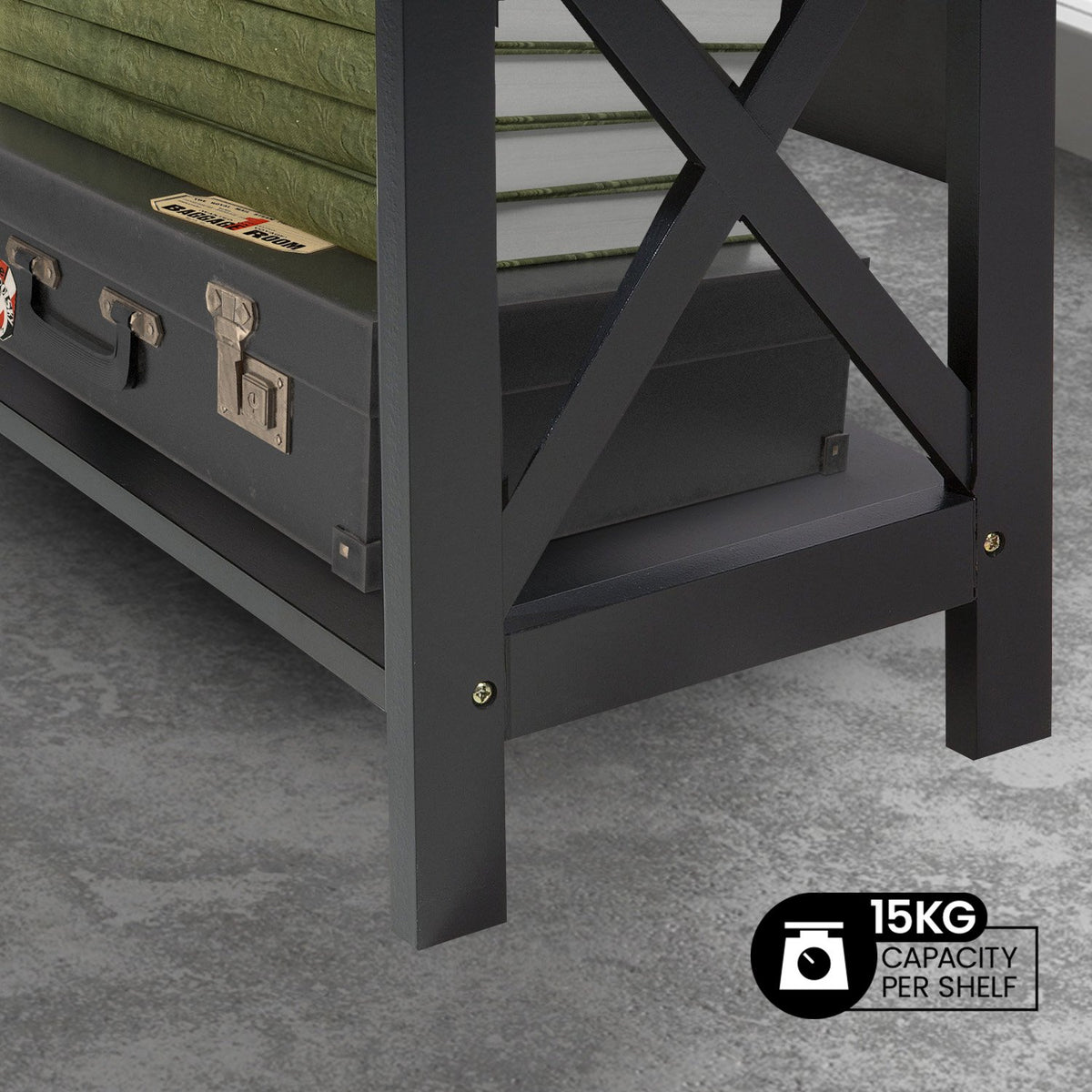 Sarantino Daphne Bookshelf | 5-Tier | Cross Panel Design | Modern Storage