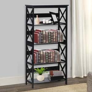 Sarantino Daphne Bookshelf | 5-Tier | Cross Panel Design | Modern Storage