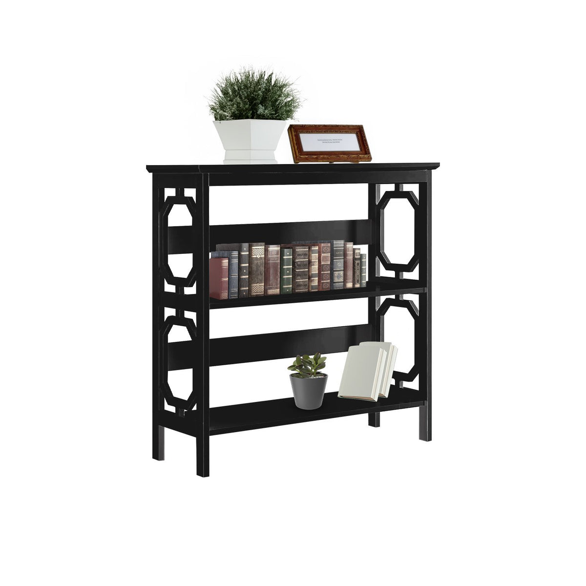 Sarantino Laurel 3-Tier Bookshelf | Black | Modern Display Rack