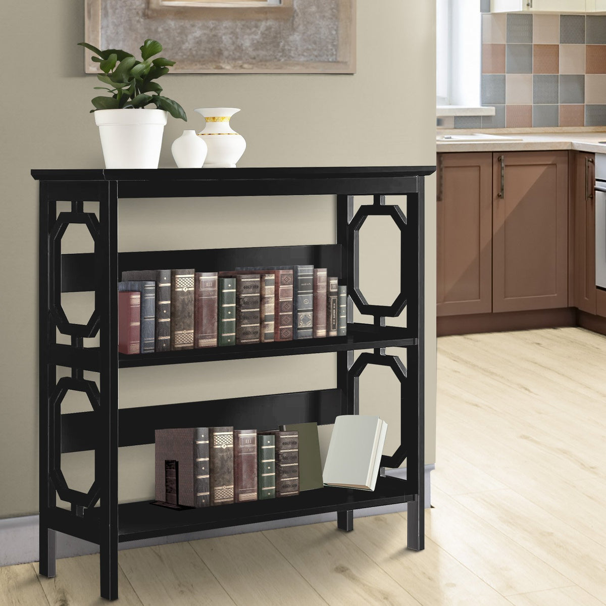 Sarantino Laurel 3-Tier Bookshelf | Black | Modern Display Rack