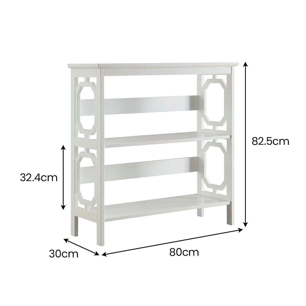 Sarantino Laurel 3-Tier Bookshelf | White | Modern Display Rack