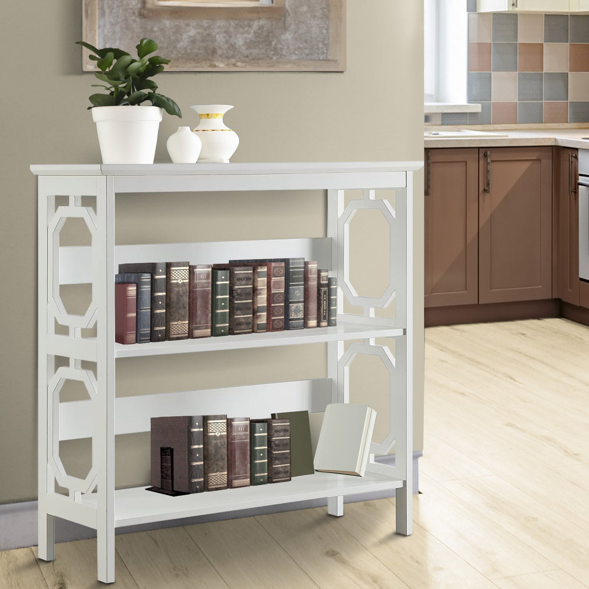 Sarantino Laurel 3-Tier Bookshelf | White | Modern Display Rack