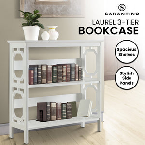 Sarantino Laurel 3-Tier Bookshelf | White | Modern Display Rack