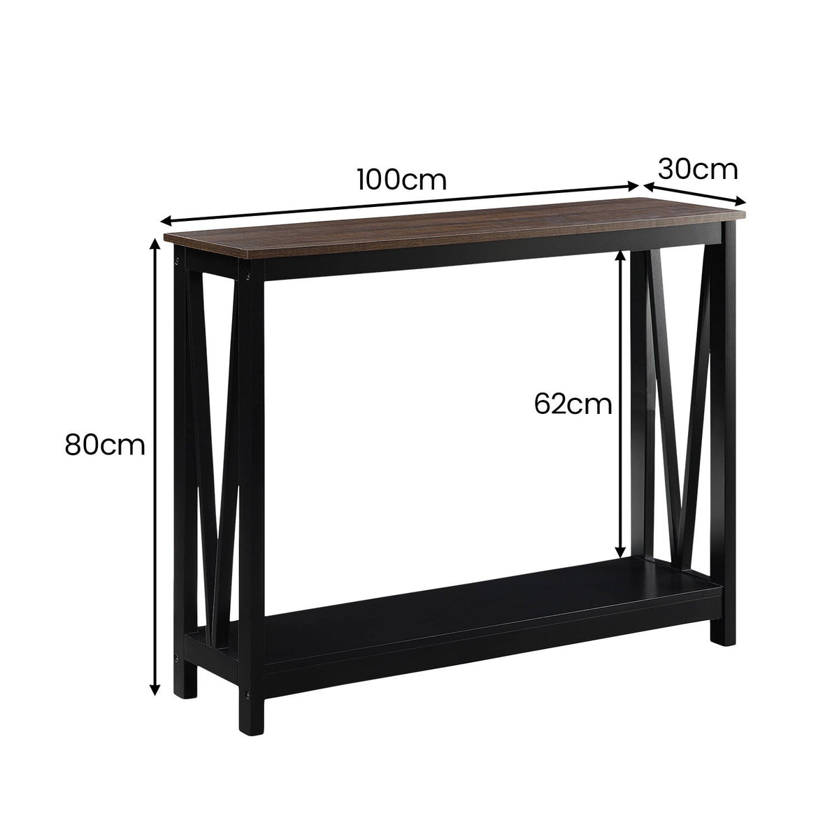 Sarantino Cielo Console Table | Dark Walnut | 2-Tier Modern Hallway Table