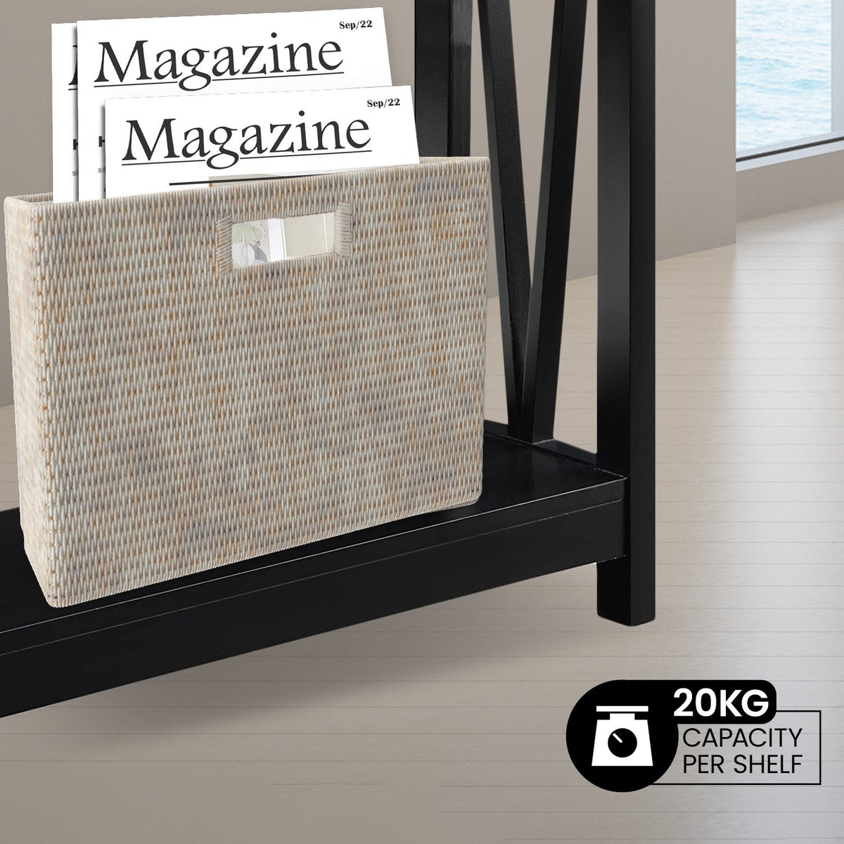 Sarantino Cielo Console Table | Dark Walnut | 2-Tier Modern Hallway Table