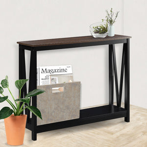 Sarantino Cielo Console Table | Dark Walnut | 2-Tier Modern Hallway Table