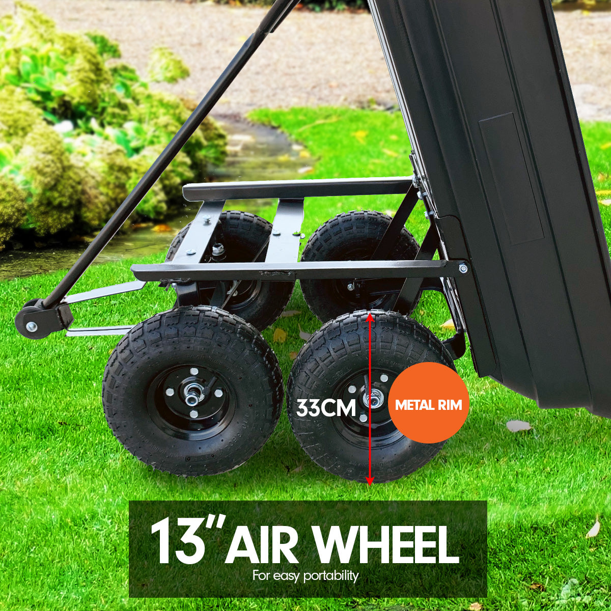 Kartrite Garden Dump Cart | 125L | Wagon Carrier | Wheel Barrow Style