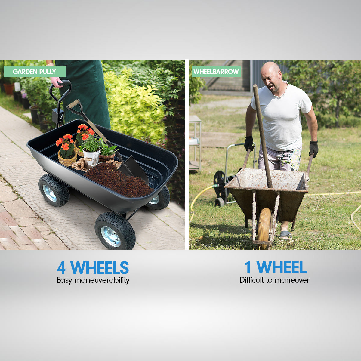 Kartrite Garden Dump Cart | 125L | Wagon Carrier | Wheel Barrow Style