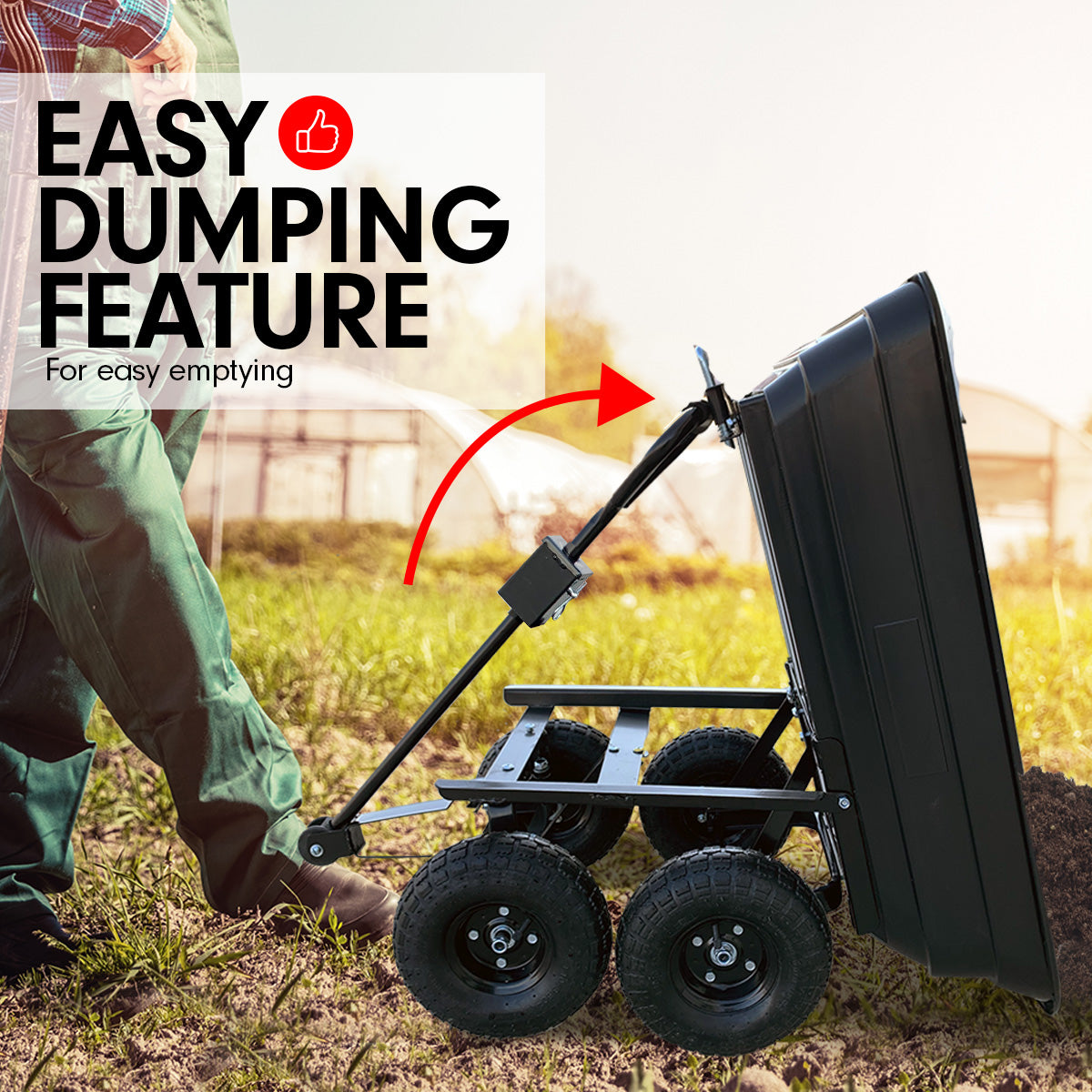 Kartrite Garden Dump Cart | 125L | Wagon Carrier | Wheel Barrow Style