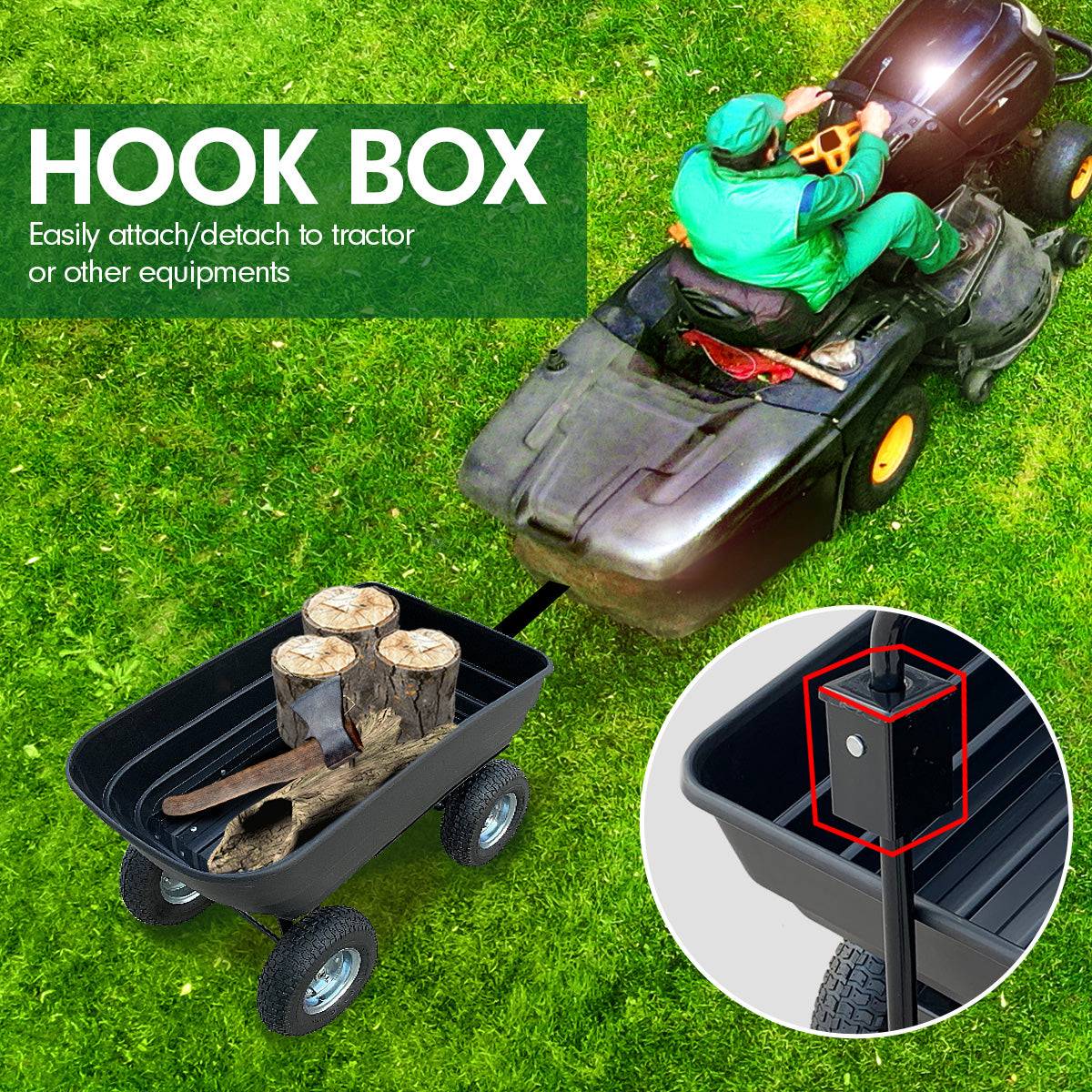 Kartrite Garden Dump Cart | 125L | Wagon Carrier | Wheel Barrow Style