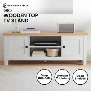 Gio TV Stand | White/Natural