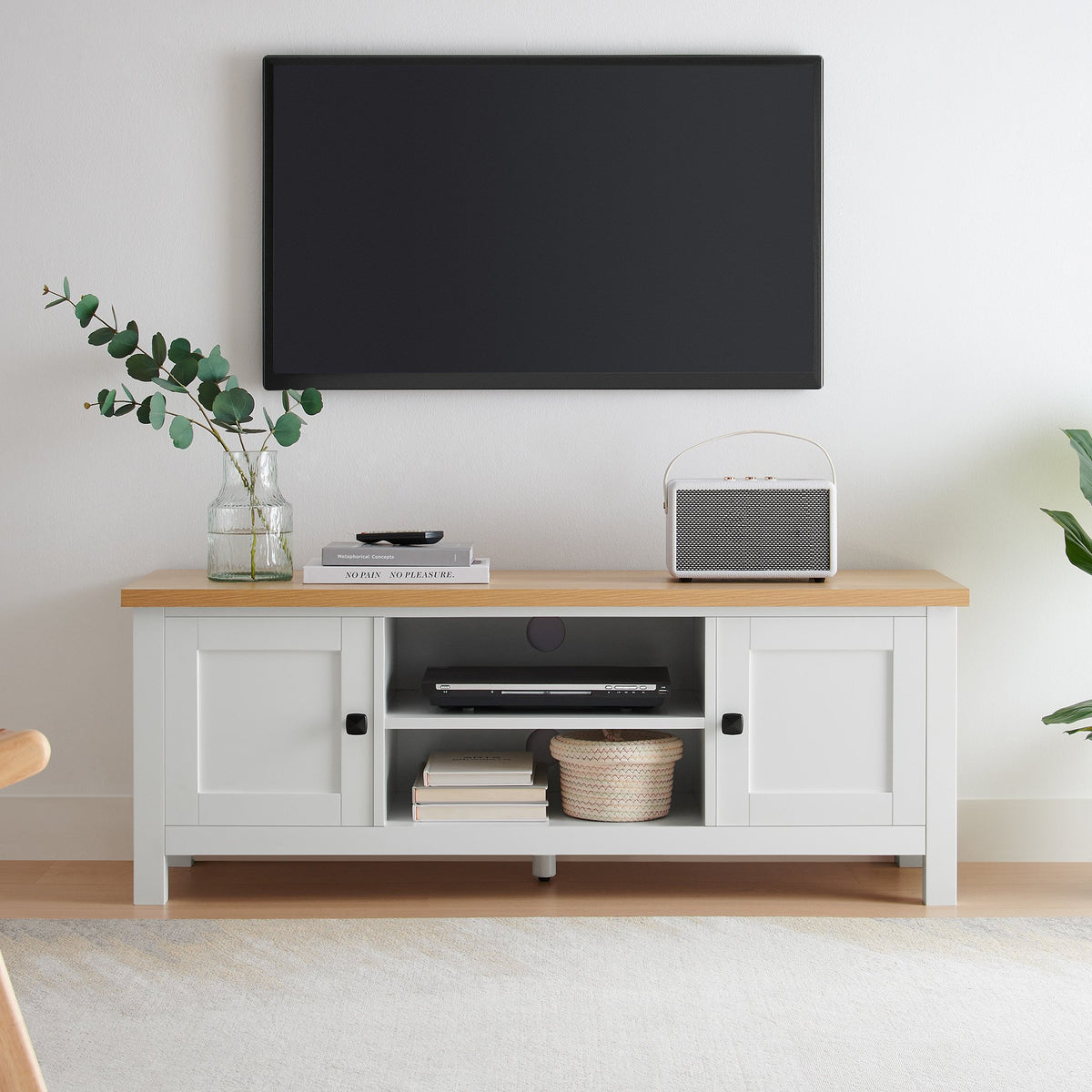 Gio TV Stand | White/Natural