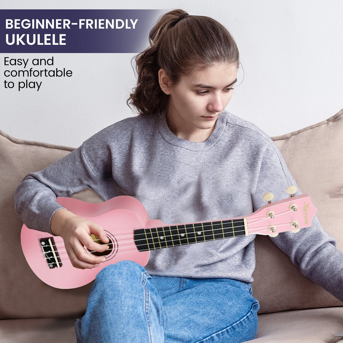 Karrera 21in Ukulele | Pink | Compact & Fun Beginner Instrument