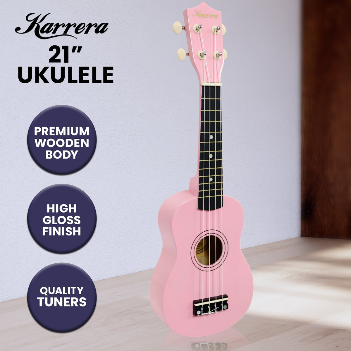 Karrera 21in Ukulele | Pink | Compact & Fun Beginner Instrument