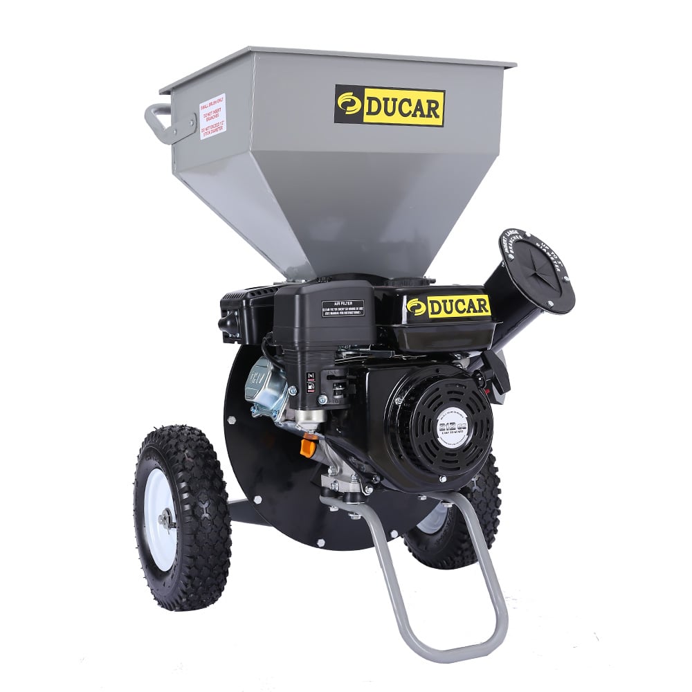 Ducar Wood Chipper | 8HP | Upright Grinder | Petrol Garden Mulcher | Silver