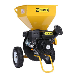Ducar Wood Chipper | 8HP | Upright Grinder | Petrol Garden Mulcher | Yellow