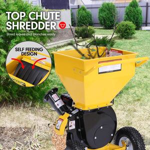 Ducar Wood Chipper | 8HP | Upright Grinder | Petrol Garden Mulcher | Yellow