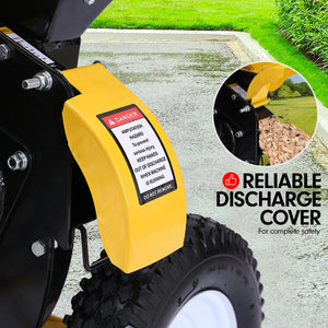 Ducar Wood Chipper | 8HP | Upright Grinder | Petrol Garden Mulcher | Yellow