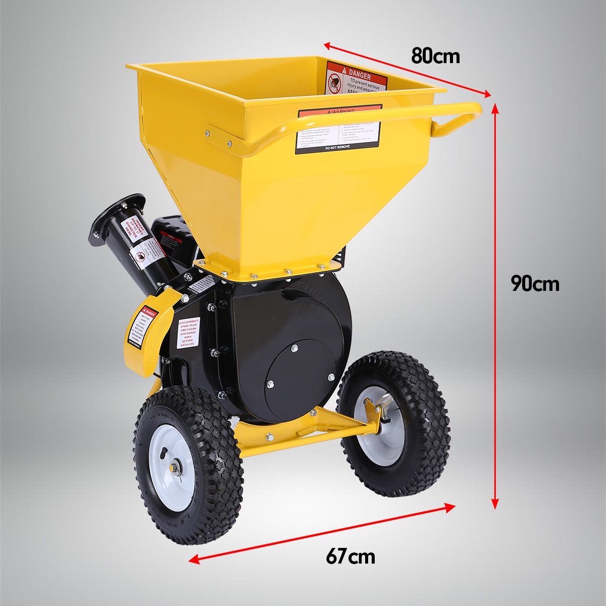 Ducar Wood Chipper | 8HP | Upright Grinder | Petrol Garden Mulcher | Yellow