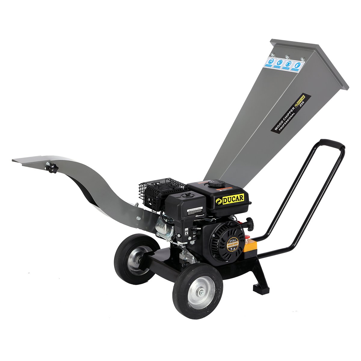 Ducar Wood Chipper | 7HP | Shredder Mulcher Grinder | Petrol | Silver